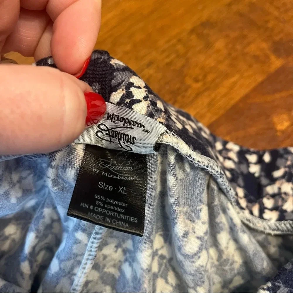 Navy pink gray floral soft pajama pants size XL - Picture 4 of 8